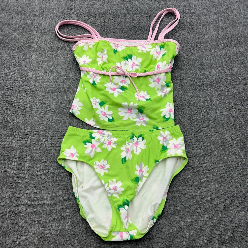 Vintage Liz Claiborne Tankini Bathing Suit Swim Top Bottoms Size 14 90s Mom